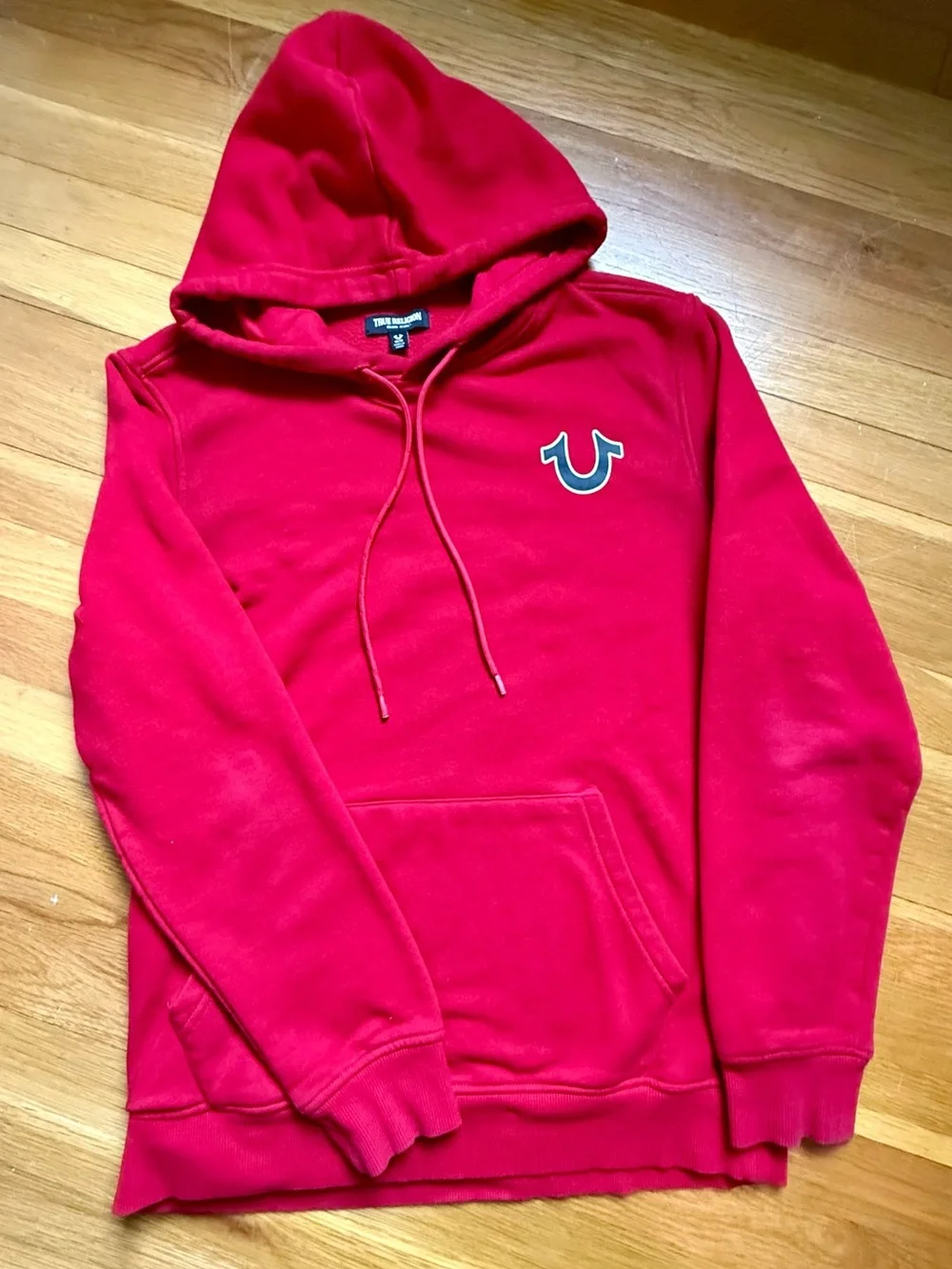 True Religion Red Graphic Hoodie with White Logo